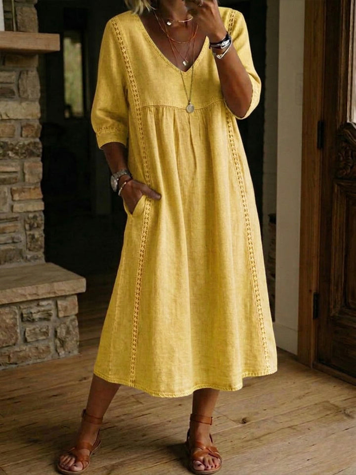 Elina - Lockeres Leinen-Baumwoll Kleid mit