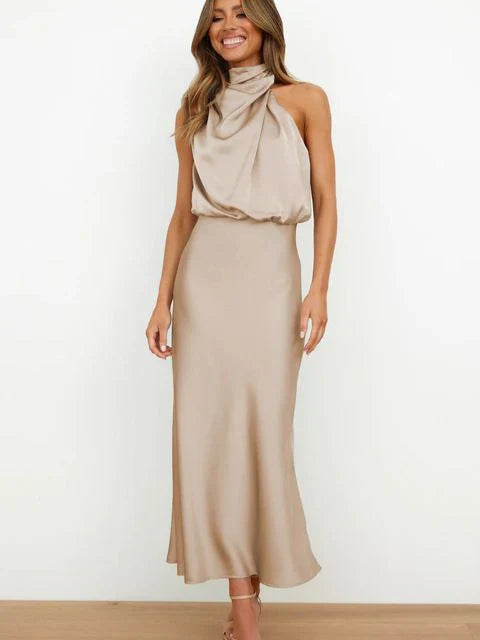 Laura - Stehkragen Halterkleid ohne Ärmel