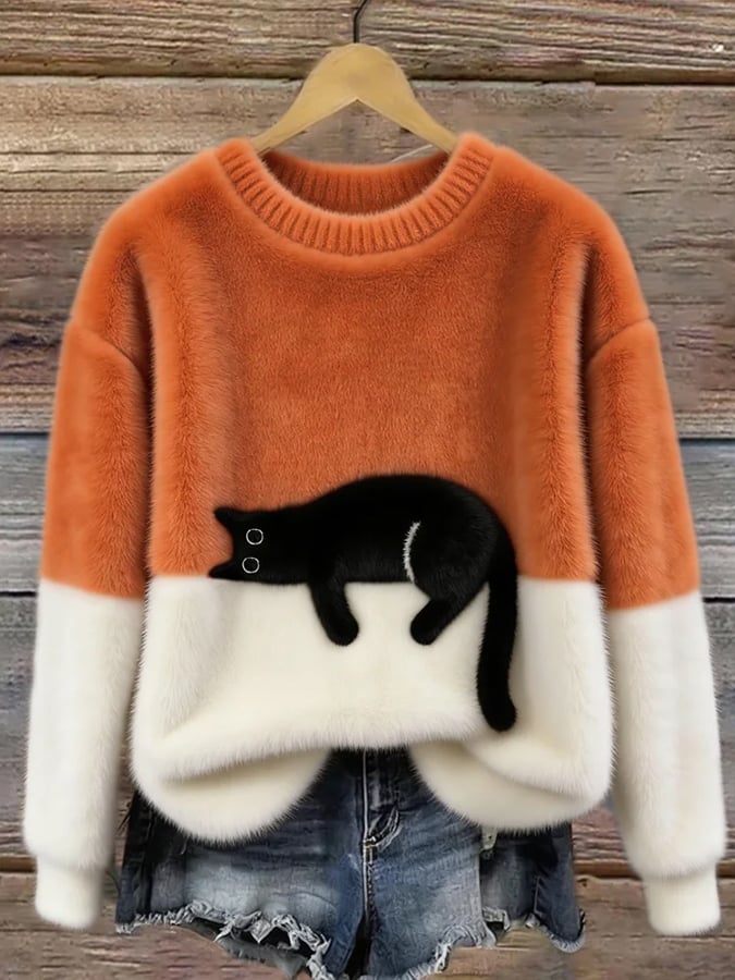 Luna - Damen-Sweatshirt mit Katzenprint