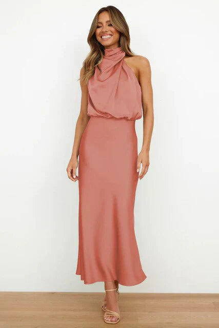 Laura - Stehkragen Halterkleid ohne Ärmel