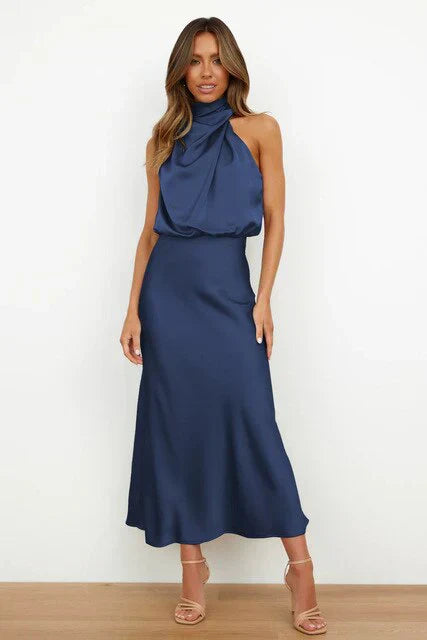 Laura - Stehkragen Halterkleid ohne Ärmel