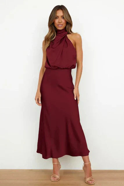 Laura - Stehkragen Halterkleid ohne Ärmel