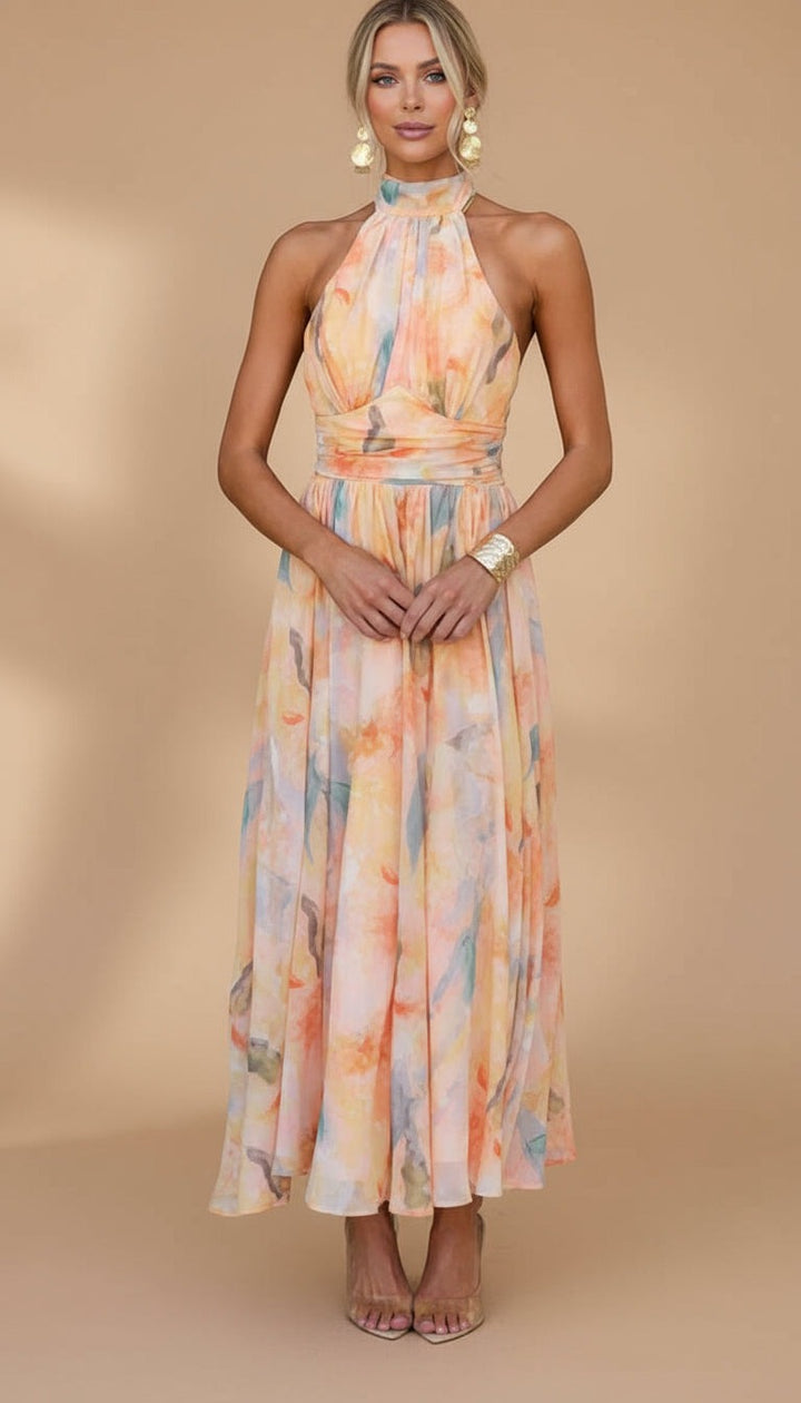 Ava - Bedrucktes Maxikleid