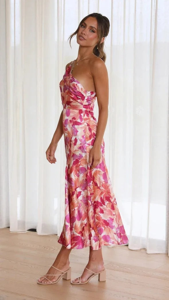 Karoline - Ein-Schulter-Blumenkleid