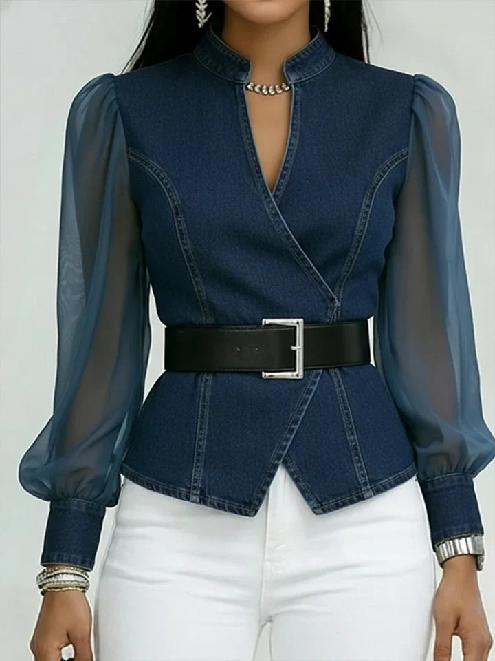 Olivera - Strukturierte Denim-Bluse