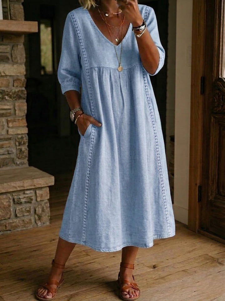 Elina - Lockeres Leinen-Baumwoll Kleid mit