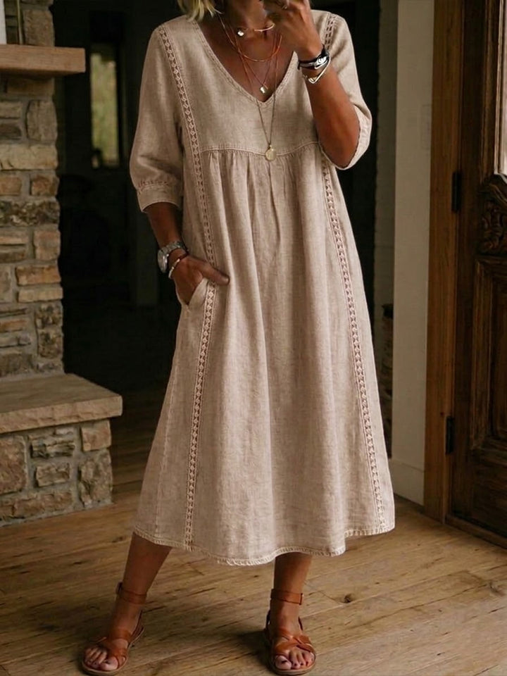 Elina - Lockeres Leinen-Baumwoll Kleid mit
