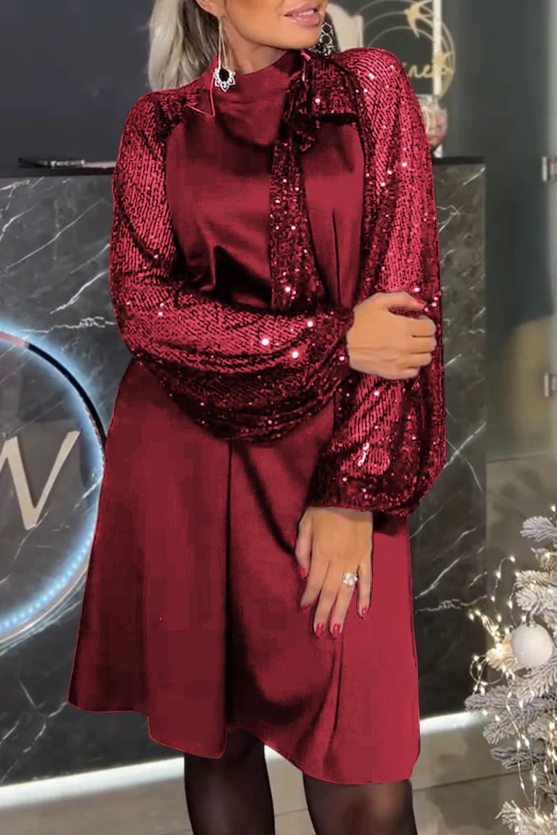 Lora - Samt-Kleid mit Puffärmeln