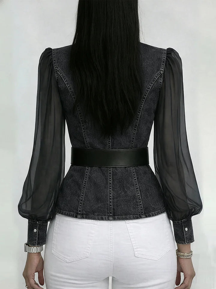 Olivera - Strukturierte Denim-Bluse