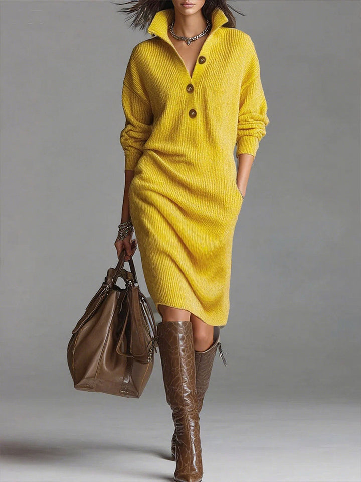 Britt - Elegantes geripptes Midikleid