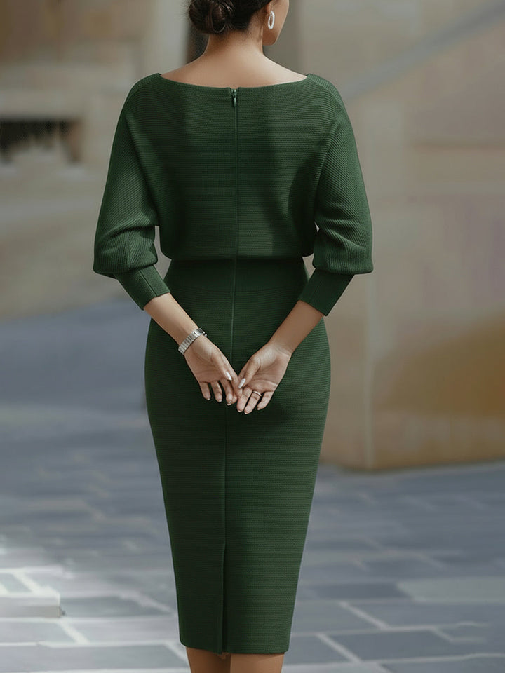 Weißes drapiertes Midikleid mit Fledermausflügeln