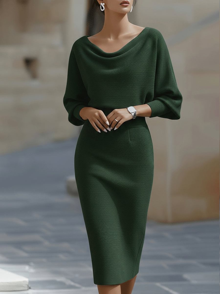 Weißes drapiertes Midikleid mit Fledermausflügeln