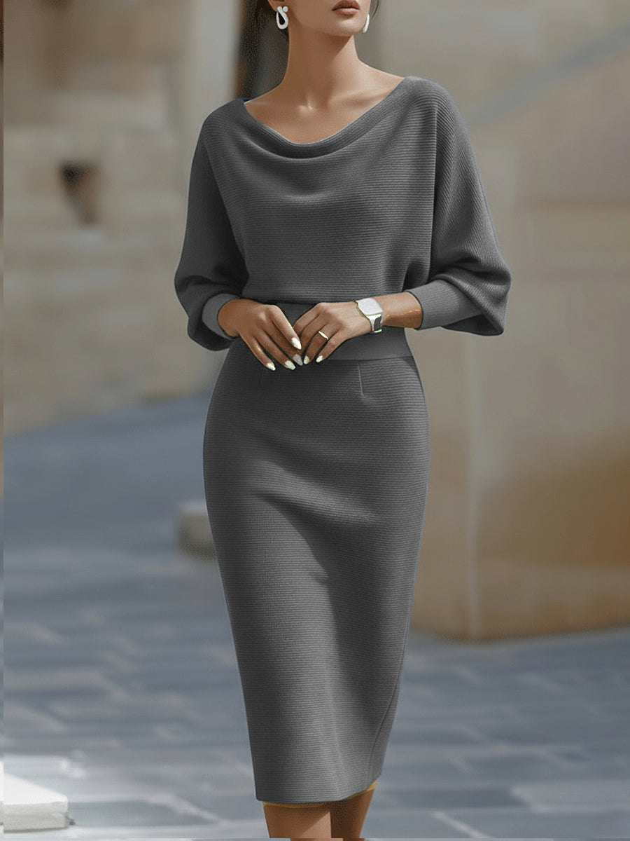 Weißes drapiertes Midikleid mit Fledermausflügeln