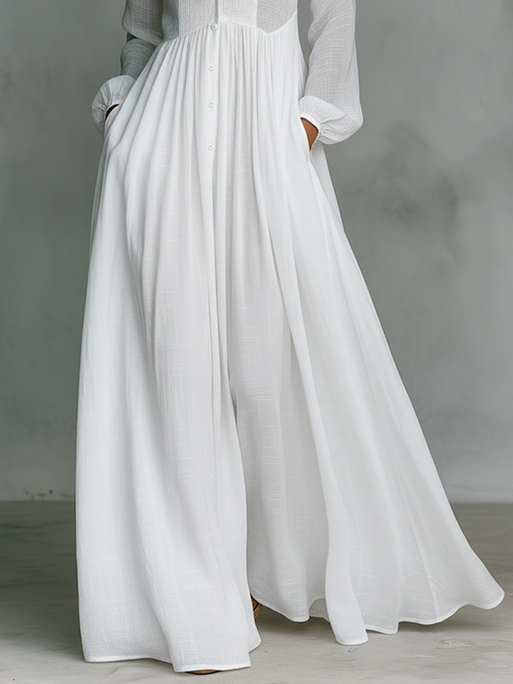 Aurelia - Fliessendes Maxi-Hemdkleid in Leinen-Textur