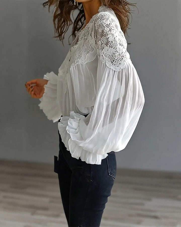 Joelle - Elegante Spitzenbluse mit Puffärmeln