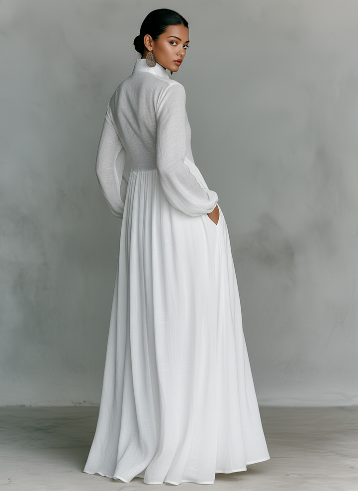 Aurelia - Fliessendes Maxi-Hemdkleid in Leinen-Textur