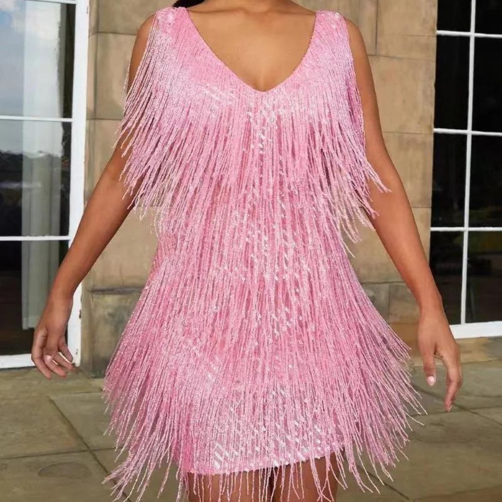 Jutte - Glitzer-Fransen-Kleid
