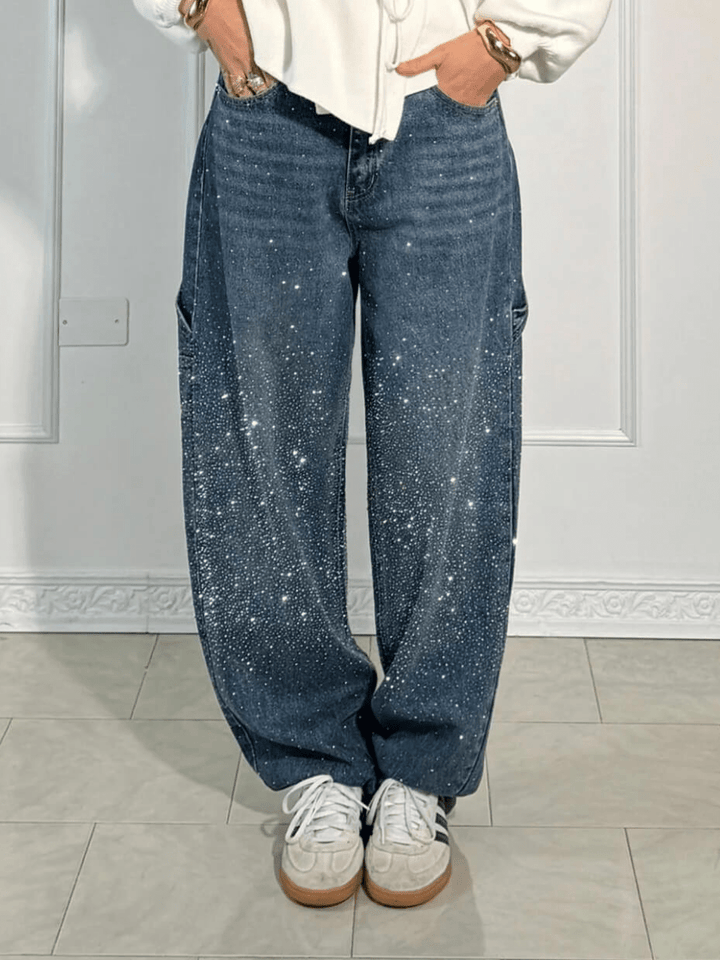 Julia - Trendy Balloon-Carpenter-Jeans mit Glitzer