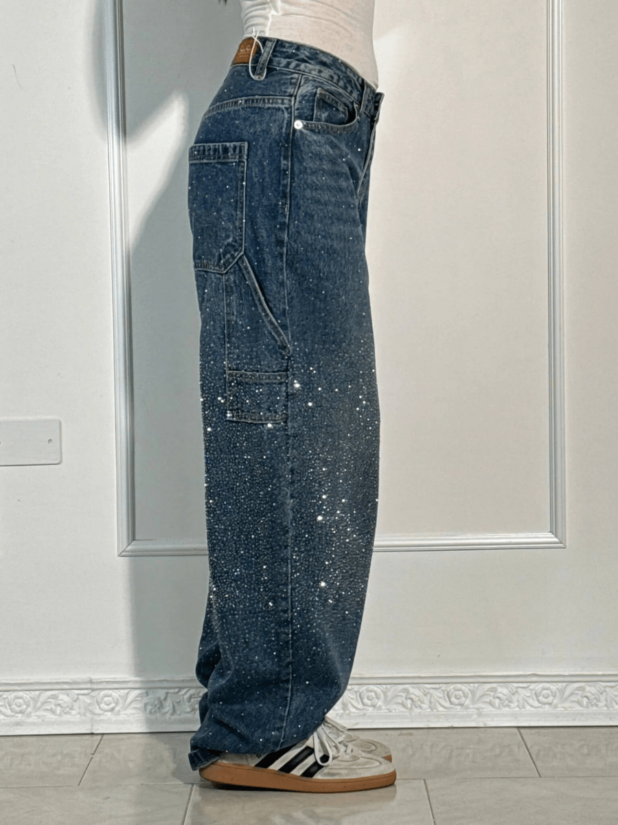 Julia - Trendy Balloon-Carpenter-Jeans mit Glitzer