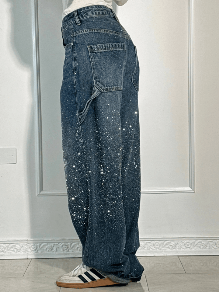 Julia - Trendy Balloon-Carpenter-Jeans mit Glitzer