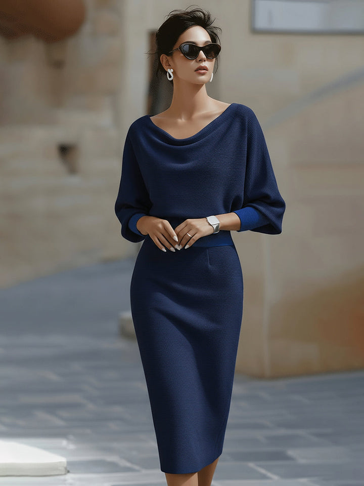 Weißes drapiertes Midikleid mit Fledermausflügeln