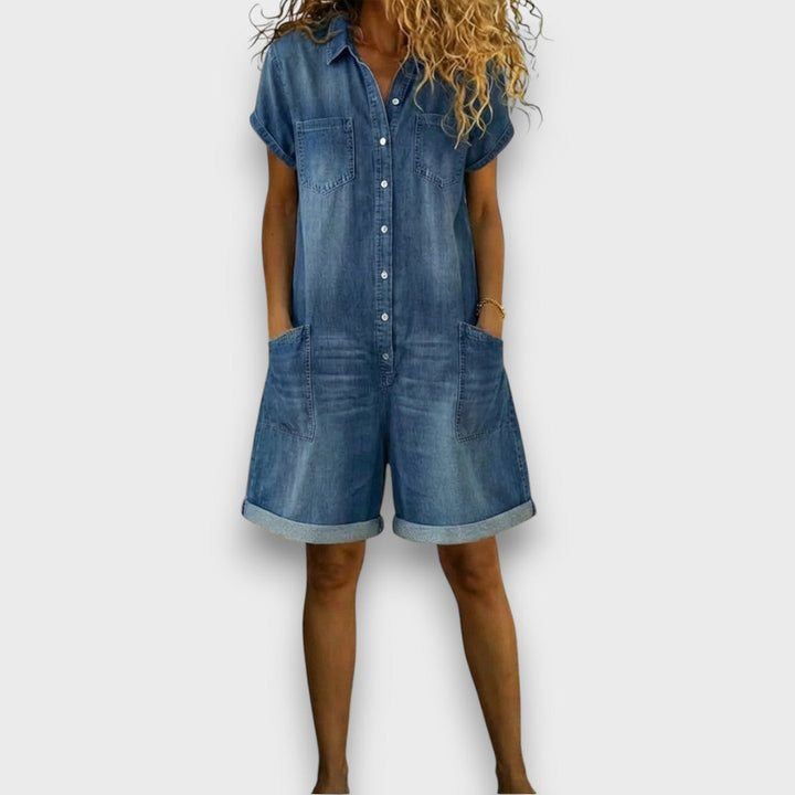 Joan - Vintage kurze Latzhose aus