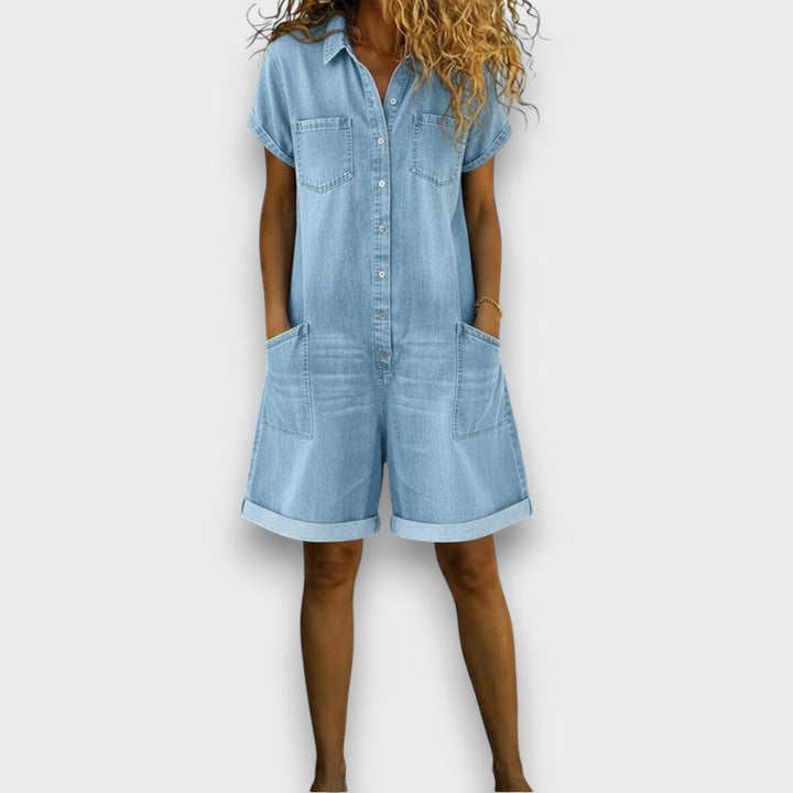 Joan - Vintage kurze Latzhose aus