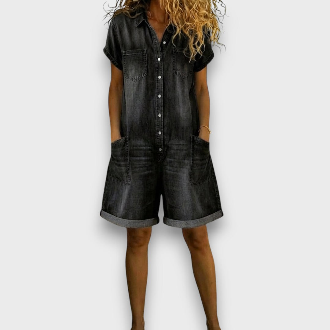 Joan - Vintage kurze Latzhose aus