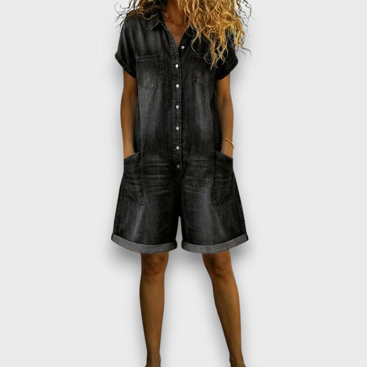 Joan - Vintage kurze Latzhose aus