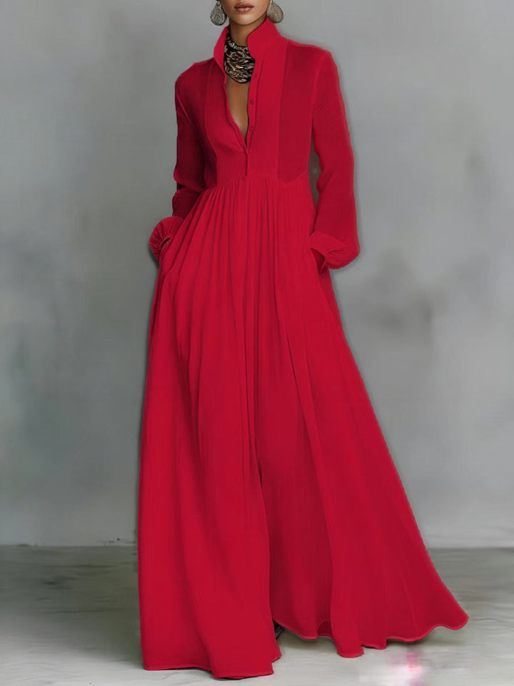 Aurelia - Fliessendes Maxi-Hemdkleid in Leinen-Textur