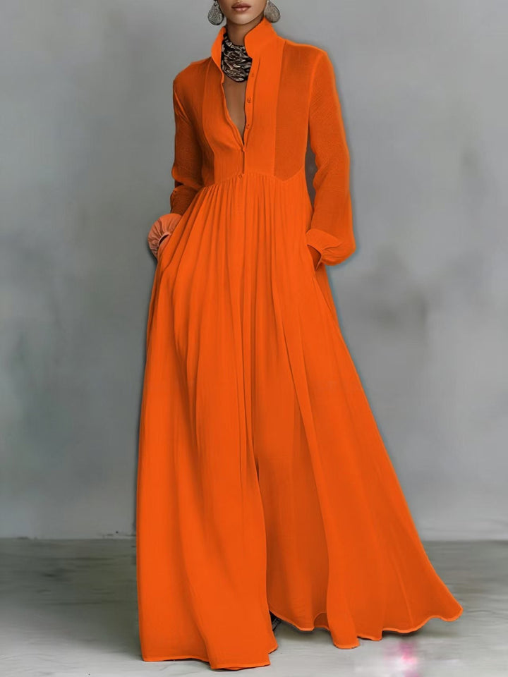 Aurelia - Fliessendes Maxi-Hemdkleid in Leinen-Textur