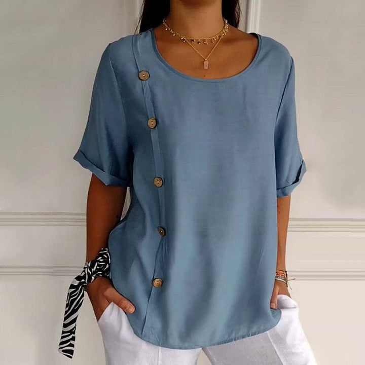 Velma - Leinenbluse mit seitlicher Knopfleiste