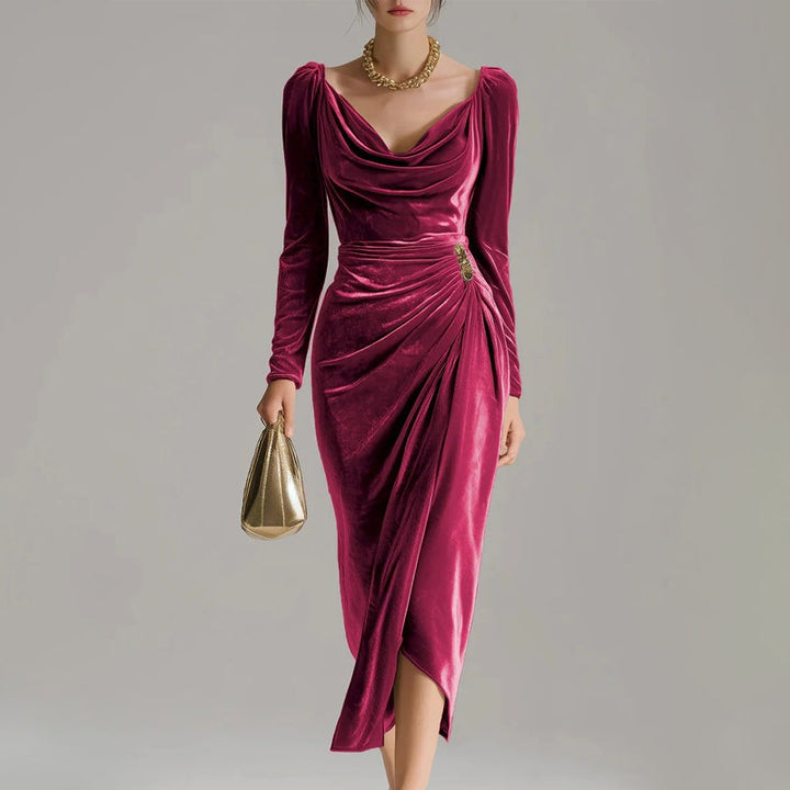 Margarette - Elegantes Velourkleid mit Drapierung