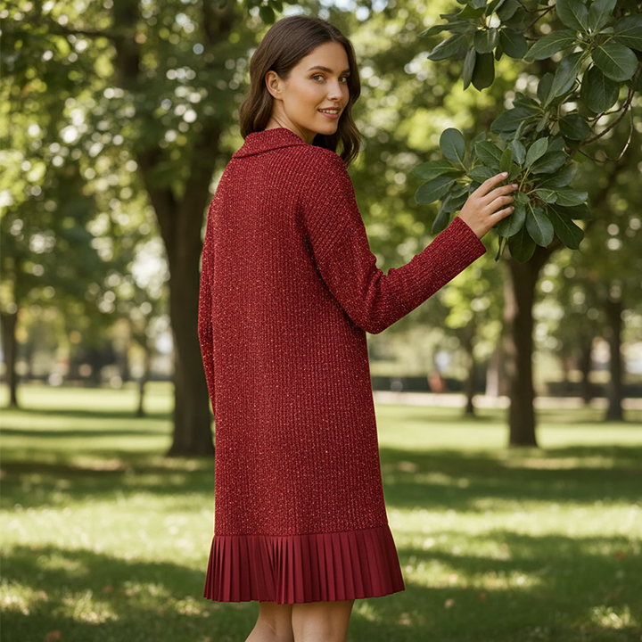 Eva - Glänzendes Kleid mit V-Ausschnitt
