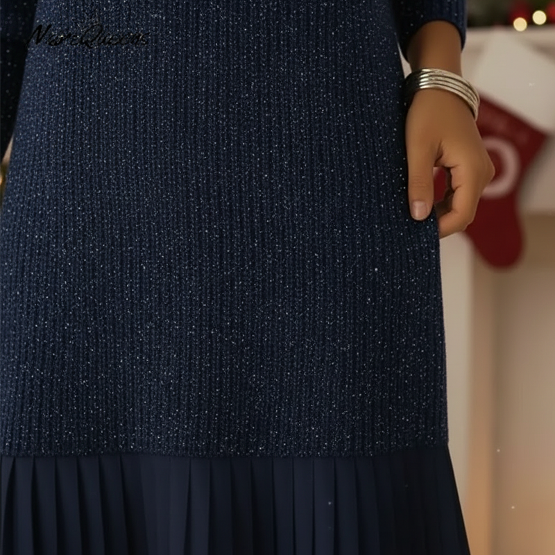Eva - Glänzendes Kleid mit V-Ausschnitt