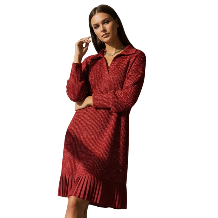 Eva - Glänzendes Kleid mit V-Ausschnitt