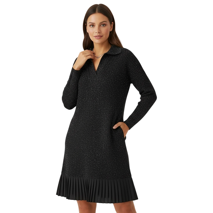 Eva - Glänzendes Kleid mit V-Ausschnitt