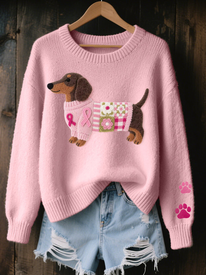 Naoni - Gestrickter Pullover mit Dackel-Motiv