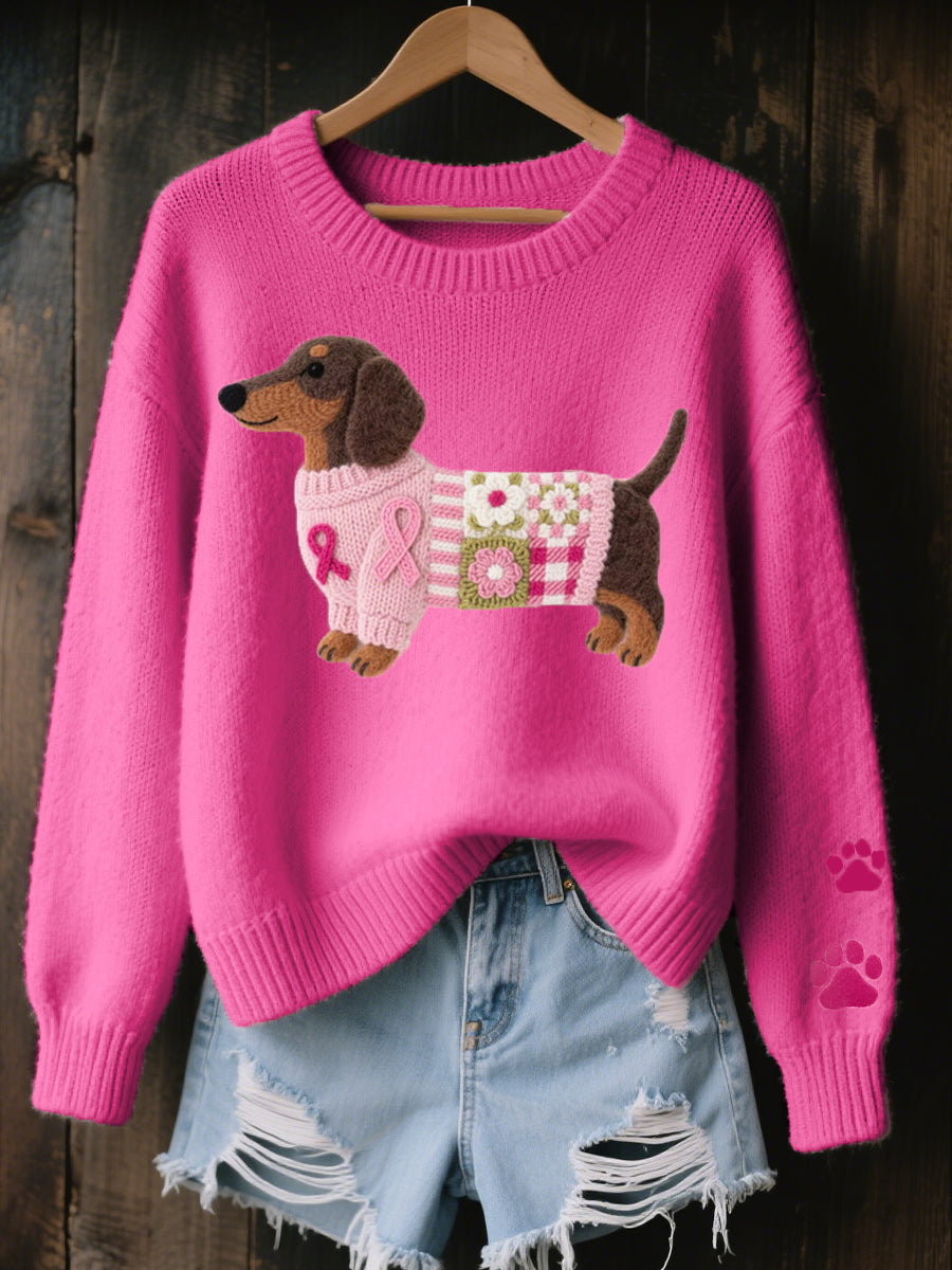 Naoni - Gestrickter Pullover mit Dackel-Motiv