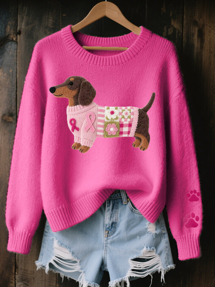 Naoni - Gestrickter Pullover mit Dackel-Motiv