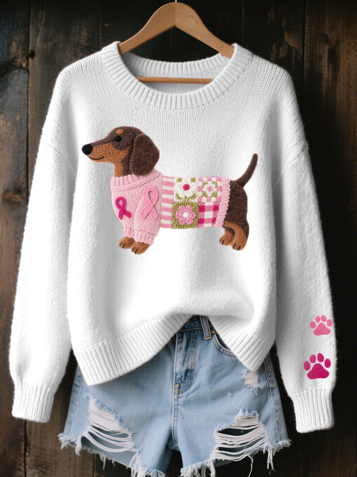 Naoni - Gestrickter Pullover mit Dackel-Motiv