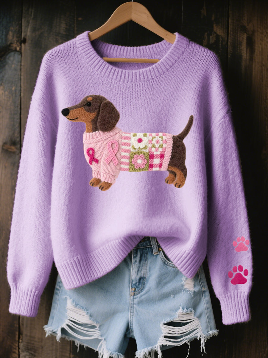 Naoni - Gestrickter Pullover mit Dackel-Motiv