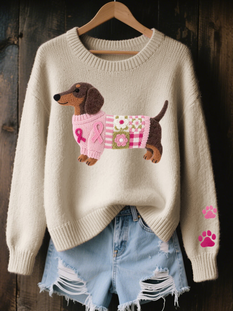 Naoni - Gestrickter Pullover mit Dackel-Motiv