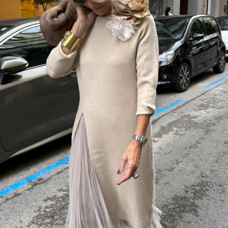 Helena - Elegants gestrickts Midikleid mit