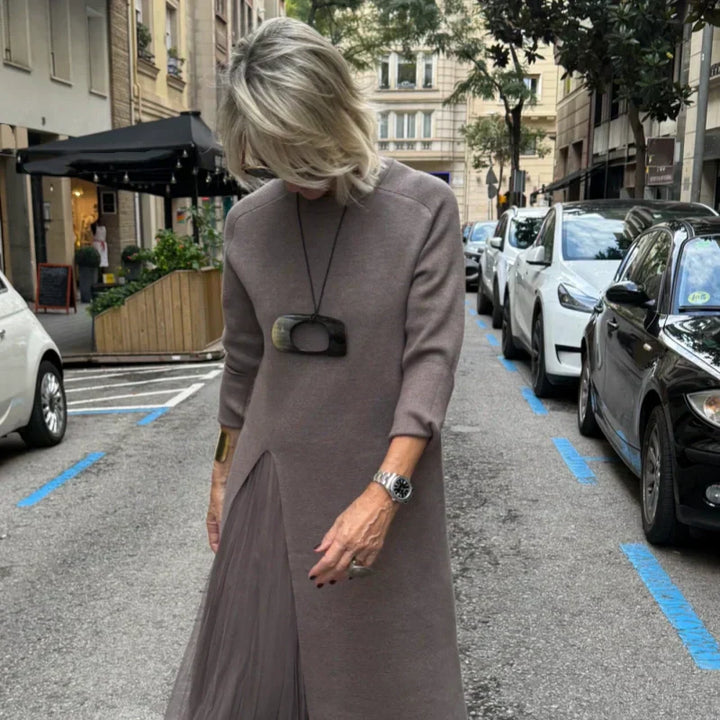 Helena - Elegants gestrickts Midikleid mit