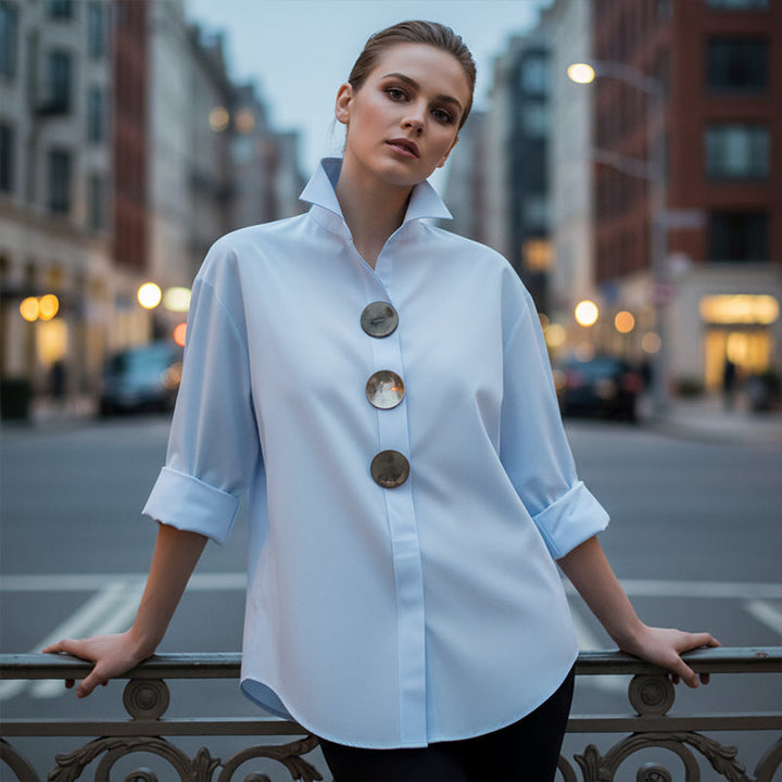 Mirella - Oversize-Bluse mit Statement-Knoepfen