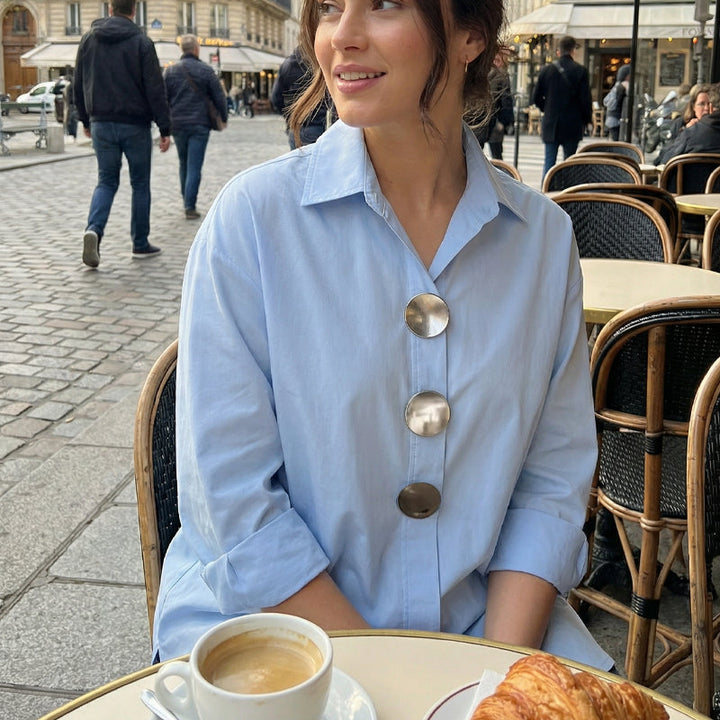 Mirella - Oversize-Bluse mit Statement-Knoepfen