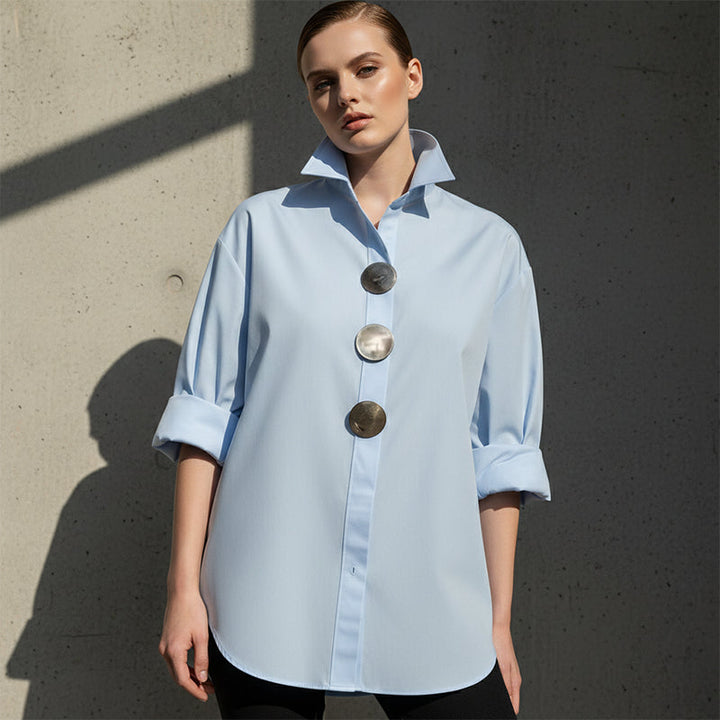 Mirella - Oversize-Bluse mit Statement-Knoepfen